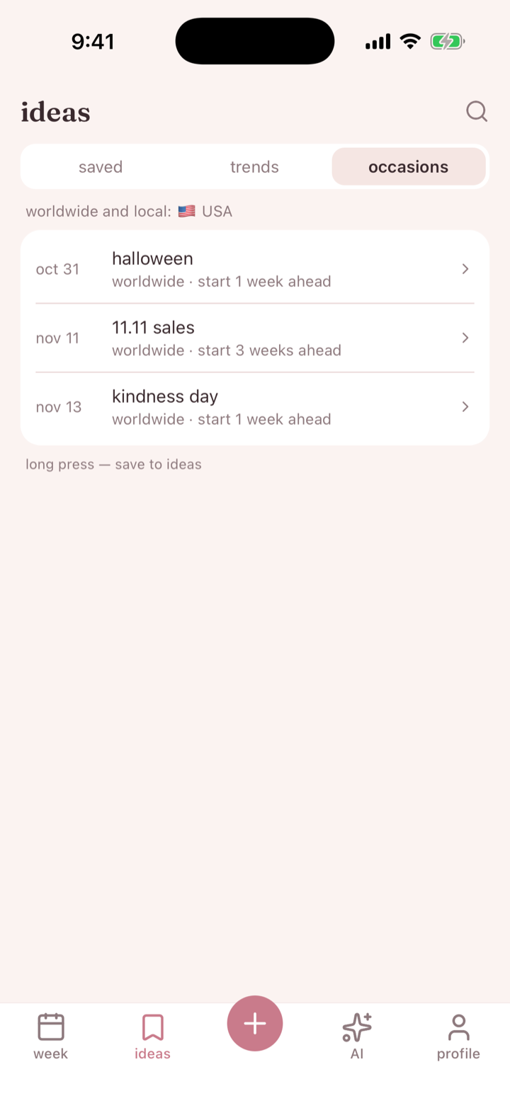 occasions in amelo: Halloween, 11.11 sales and Kindness Day, with how many weeks ahead to prepare